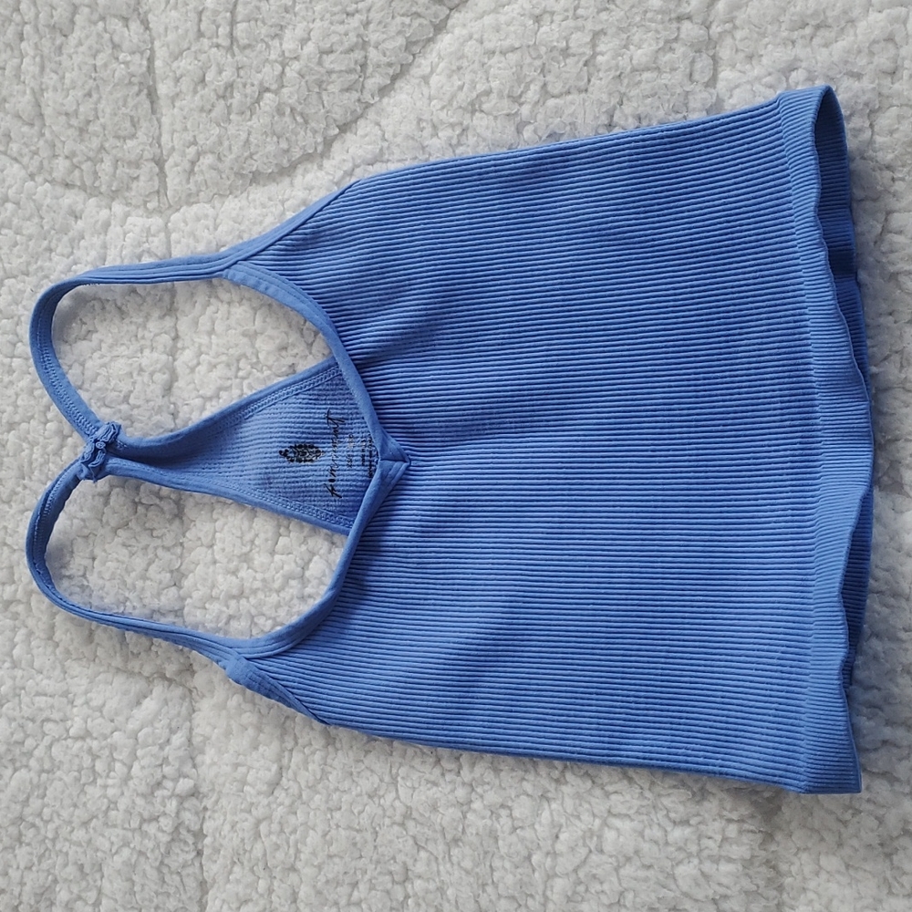 Free People Happiness Runs Sweetheart Crop Light Blue